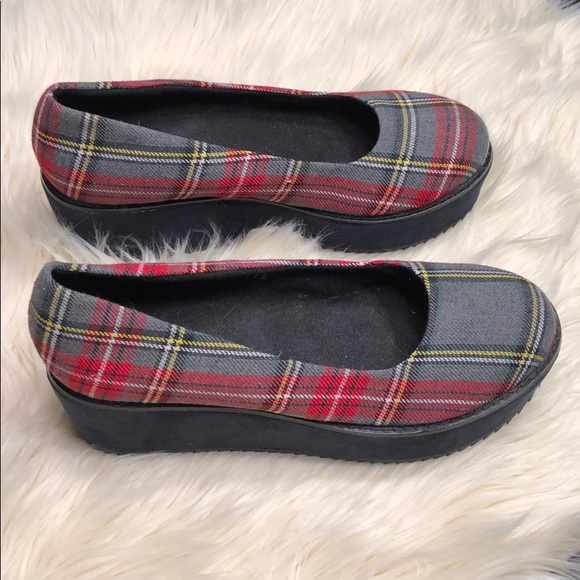 C. Label Chunky Plaid Platform Shoes Womens 7.5 - Picture 2 of 6